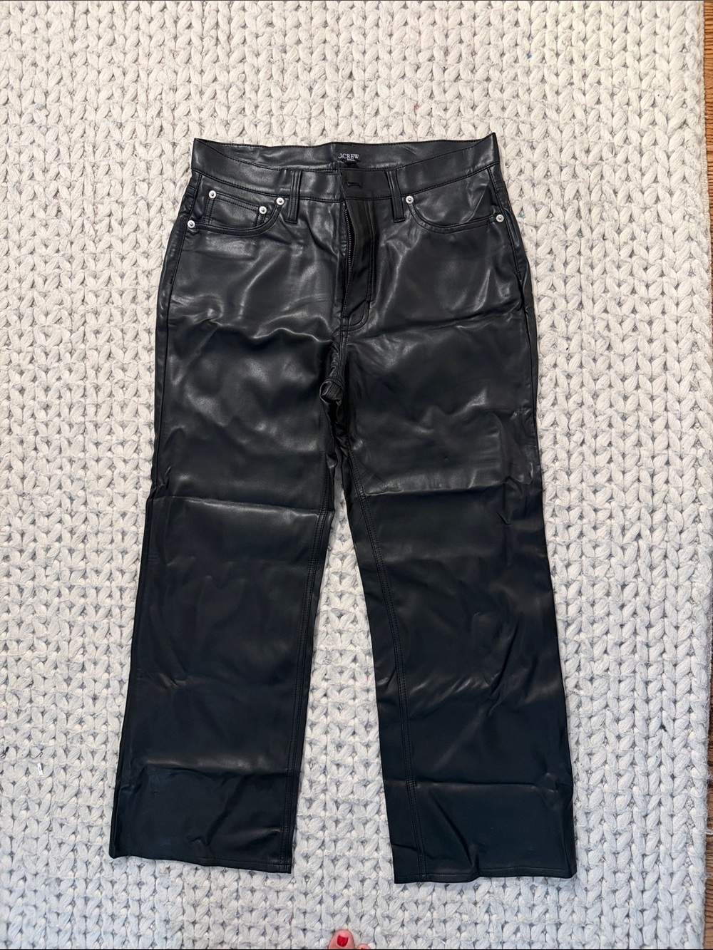 J. Crew Black Faux Leather Wide-Leg Jeans